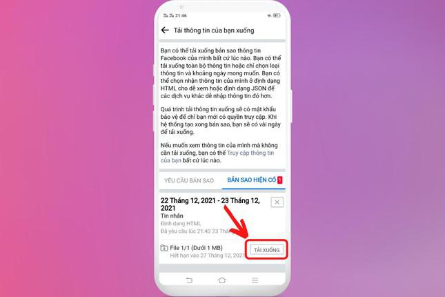 Khôi phục tin nhắn xóa trên Messenger